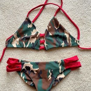 NEW two piece bikini America camouflage Red #summer#vacation#pool
